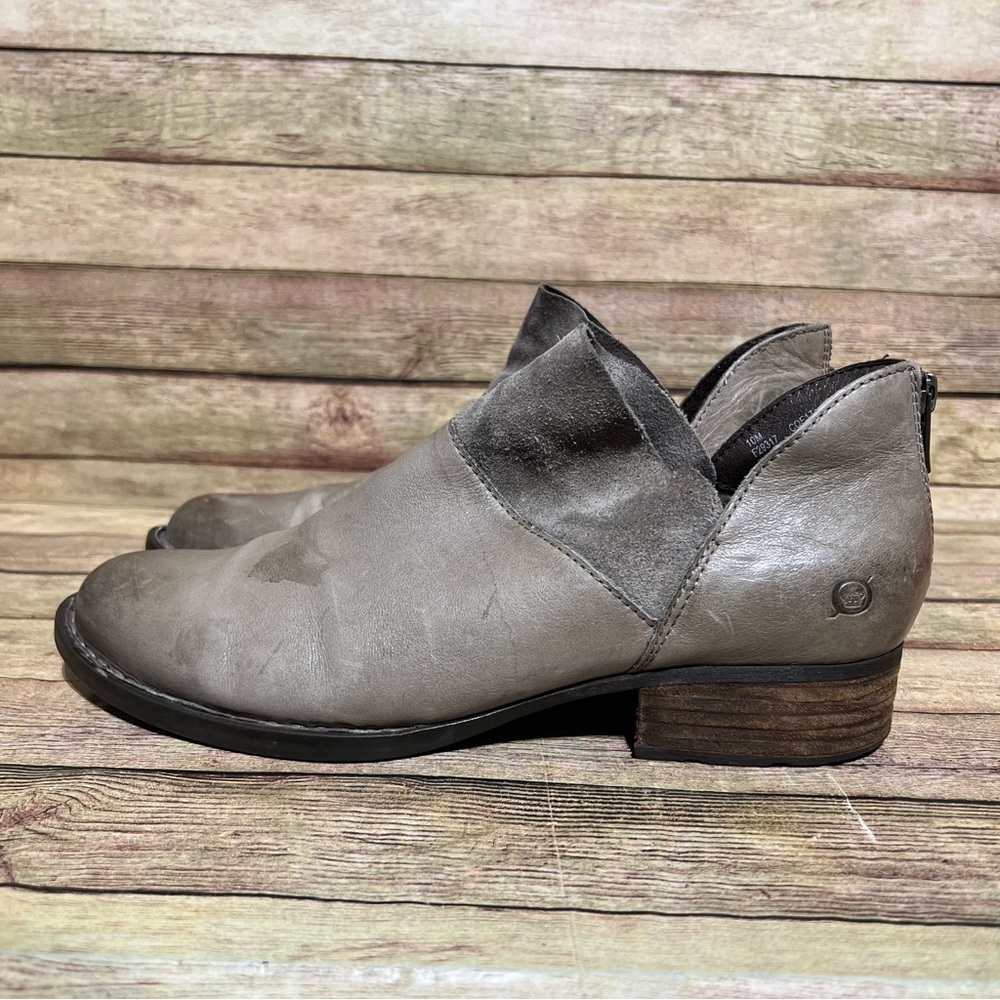 Born Grey Leather Karava Ankle Boots